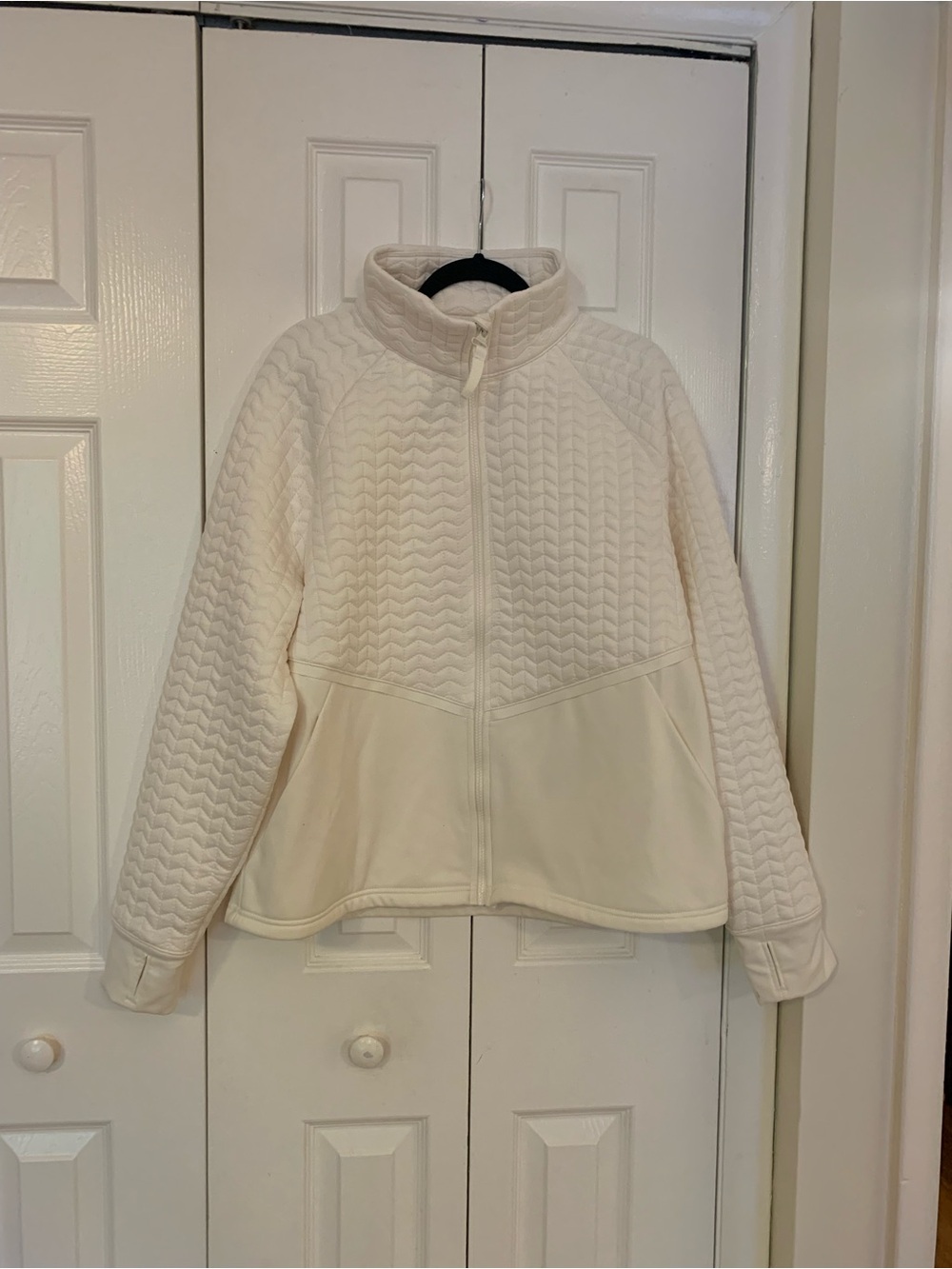Women's White Quilted Full-Zip Jacket